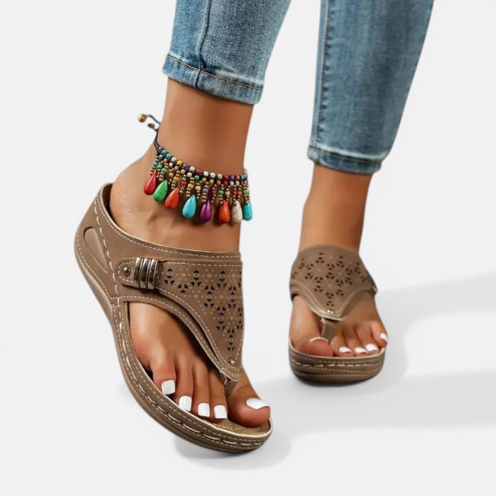 Orthopedic Cut Out Strap Flat Sandals