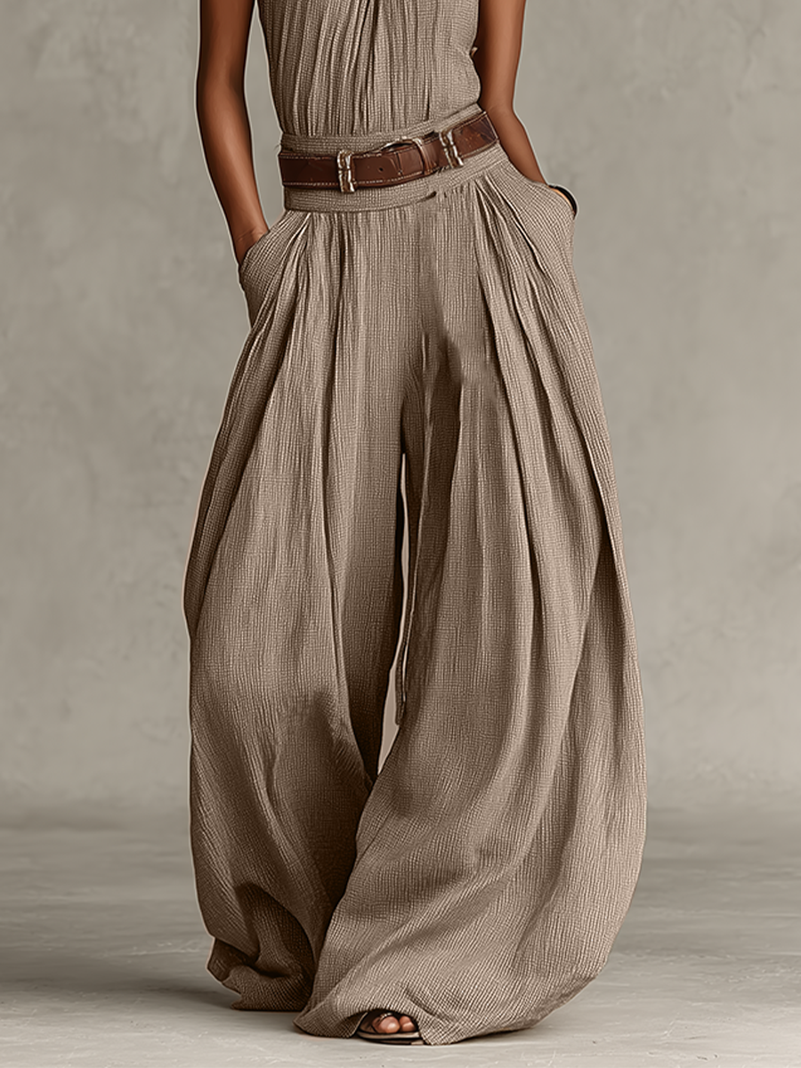 Women's Taupe Cotton Halter Boho Jumpsuit – ModClo