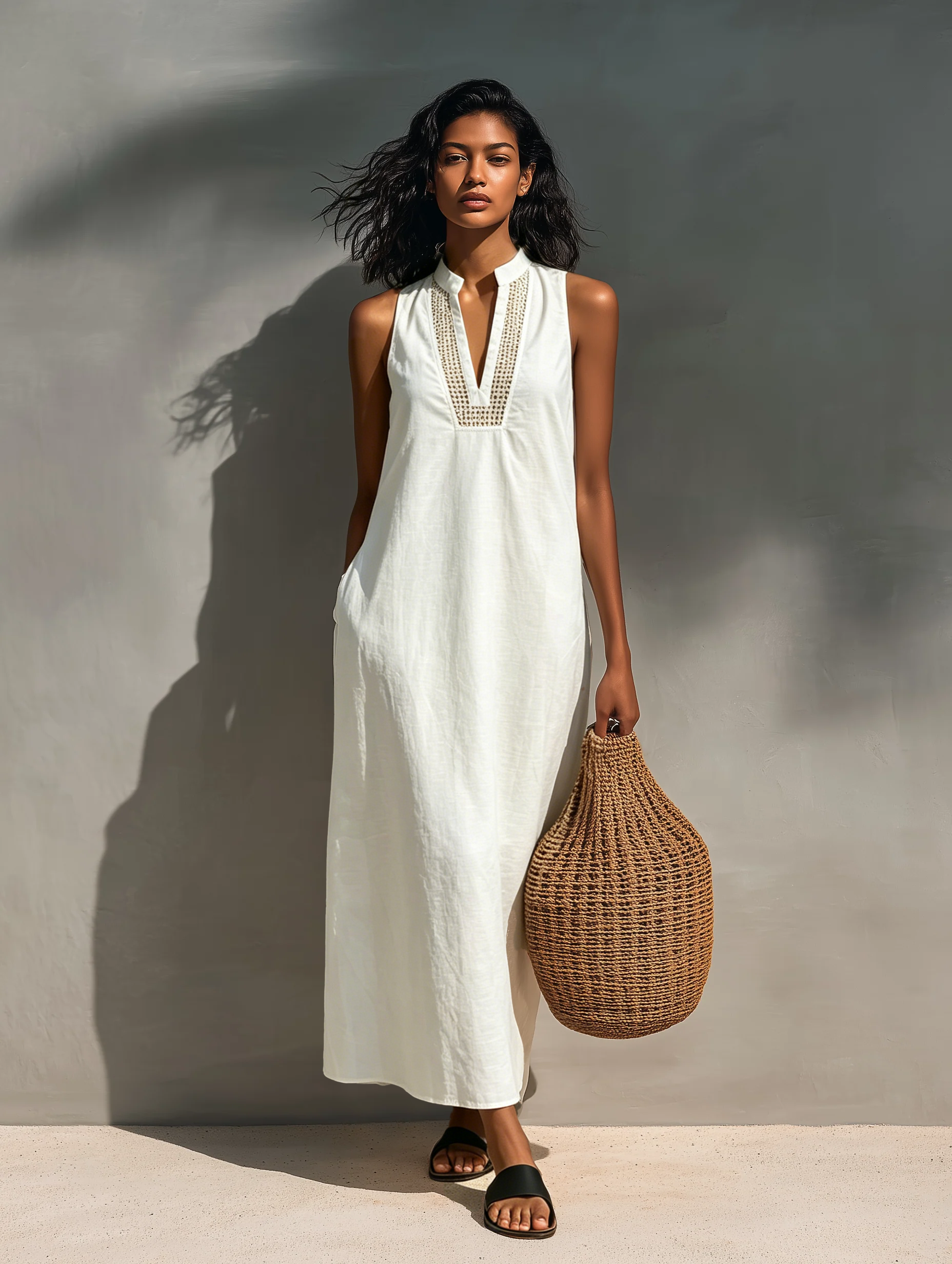 Women's Sleeveless Cut-Out Maxi Dress – ModClo