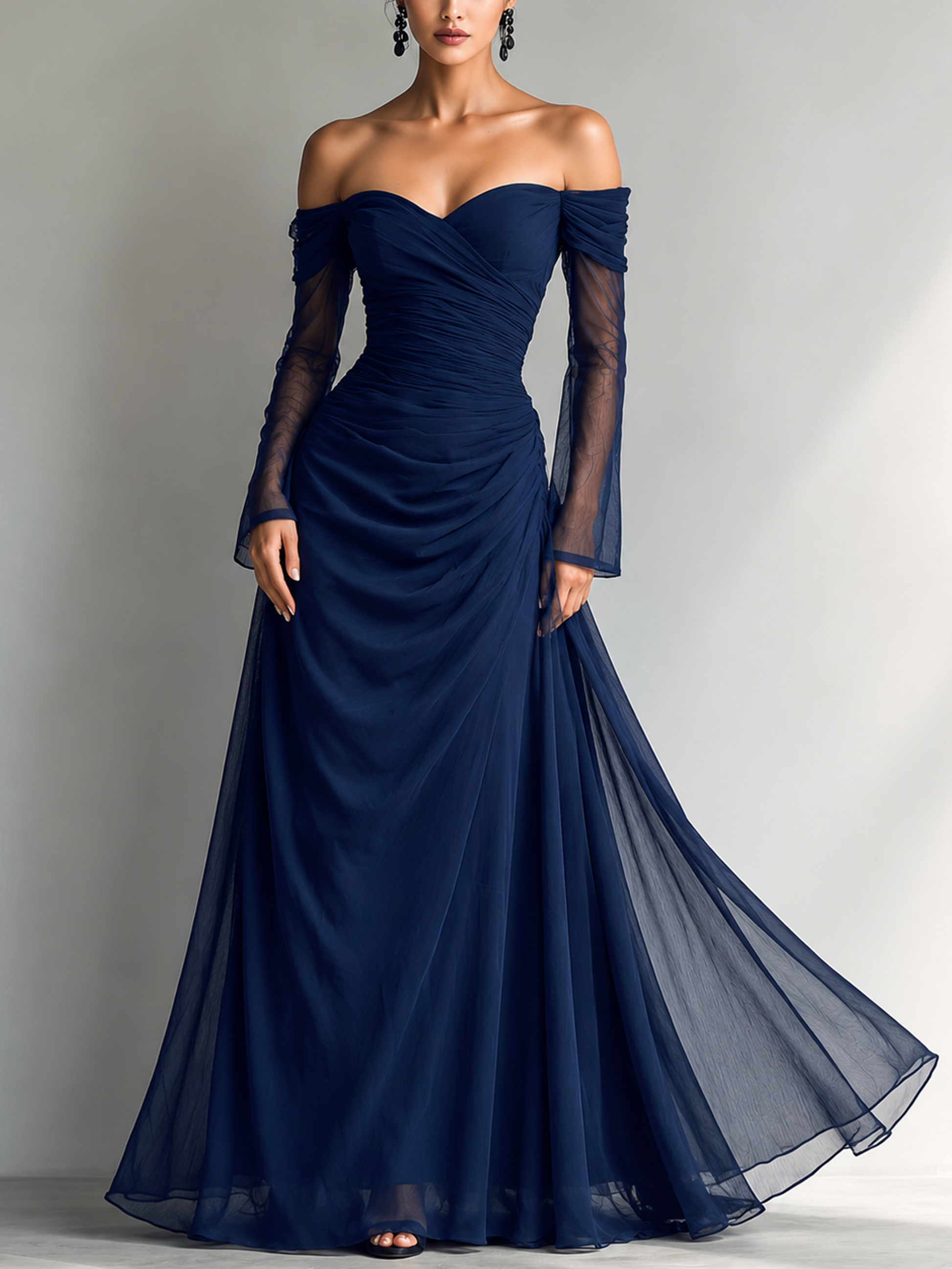 Women's Blue Chiffon Maxi Dress – ModClo