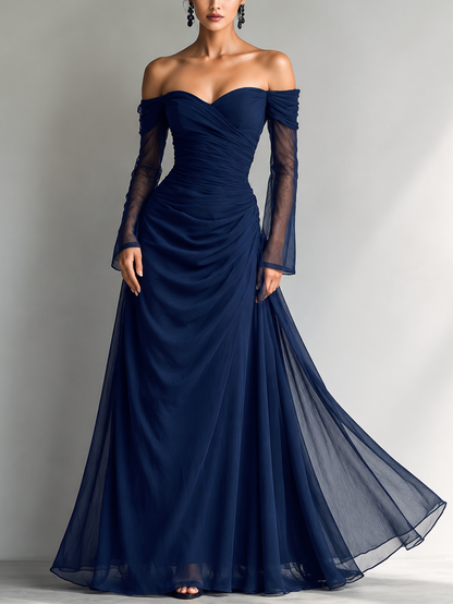 Women's Blue Chiffon Maxi Dress – ModClo