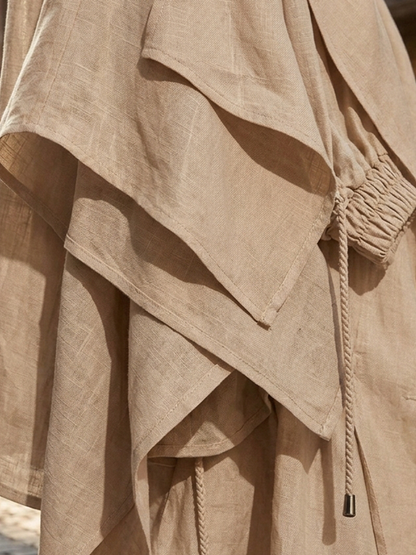 Women's Khaki Linen Lapel Oversized Jacket – ModClo