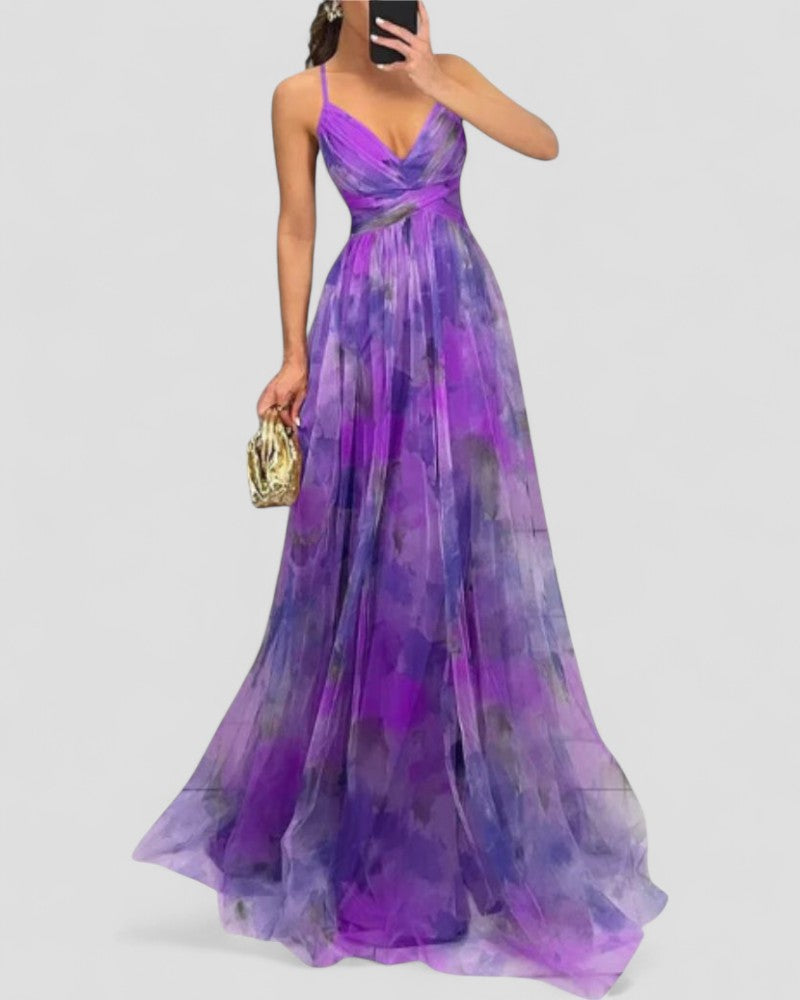 Floral Chiffon Maxi Dress with Spaghetti Straps – ModClo, view 4