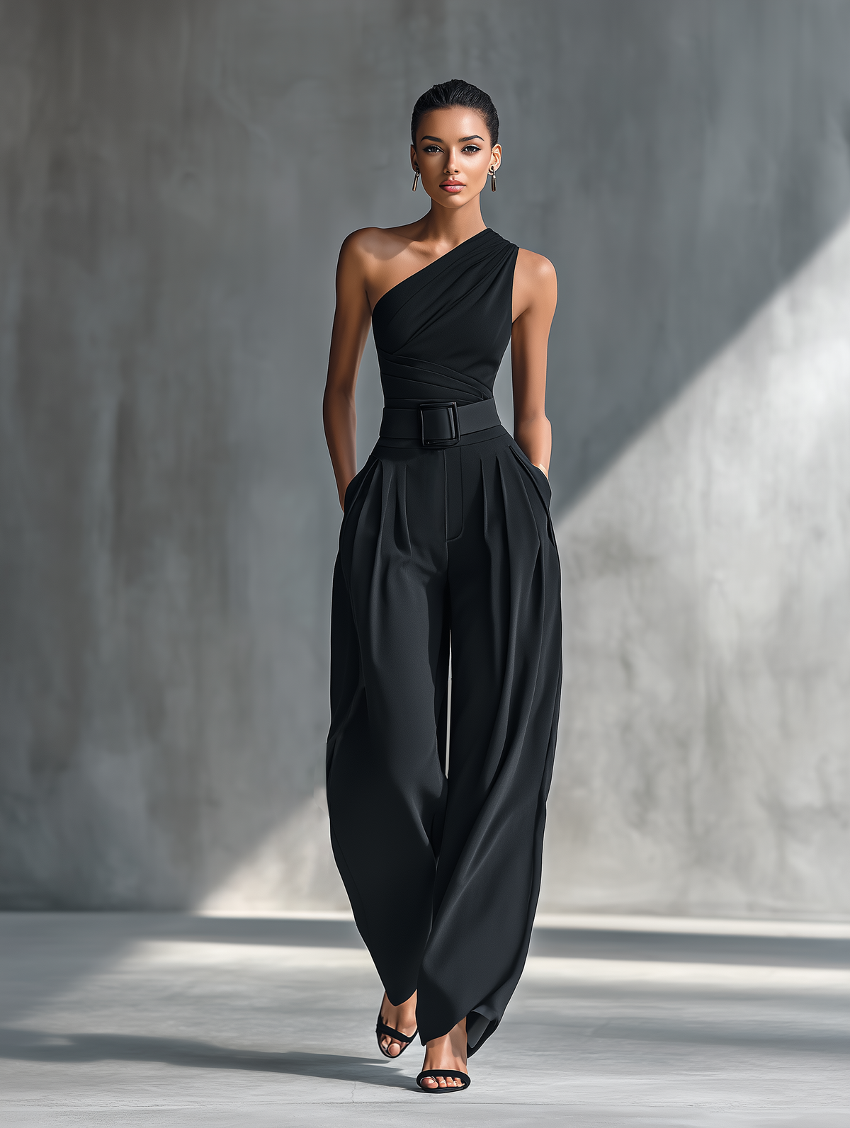 Women's Black Knit Wide-Leg Trousers – ModClo