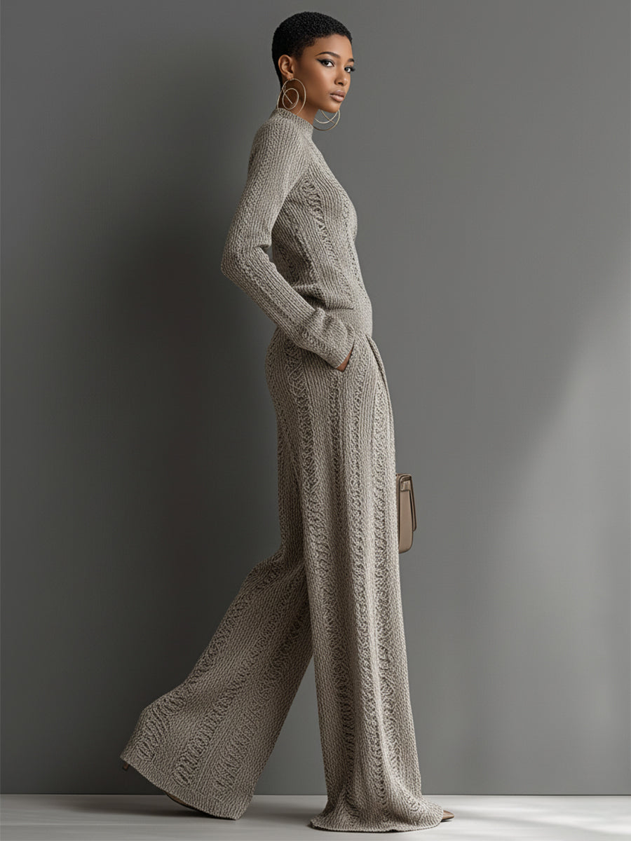 Women's Taupe Knit Trouser Set – ModClo